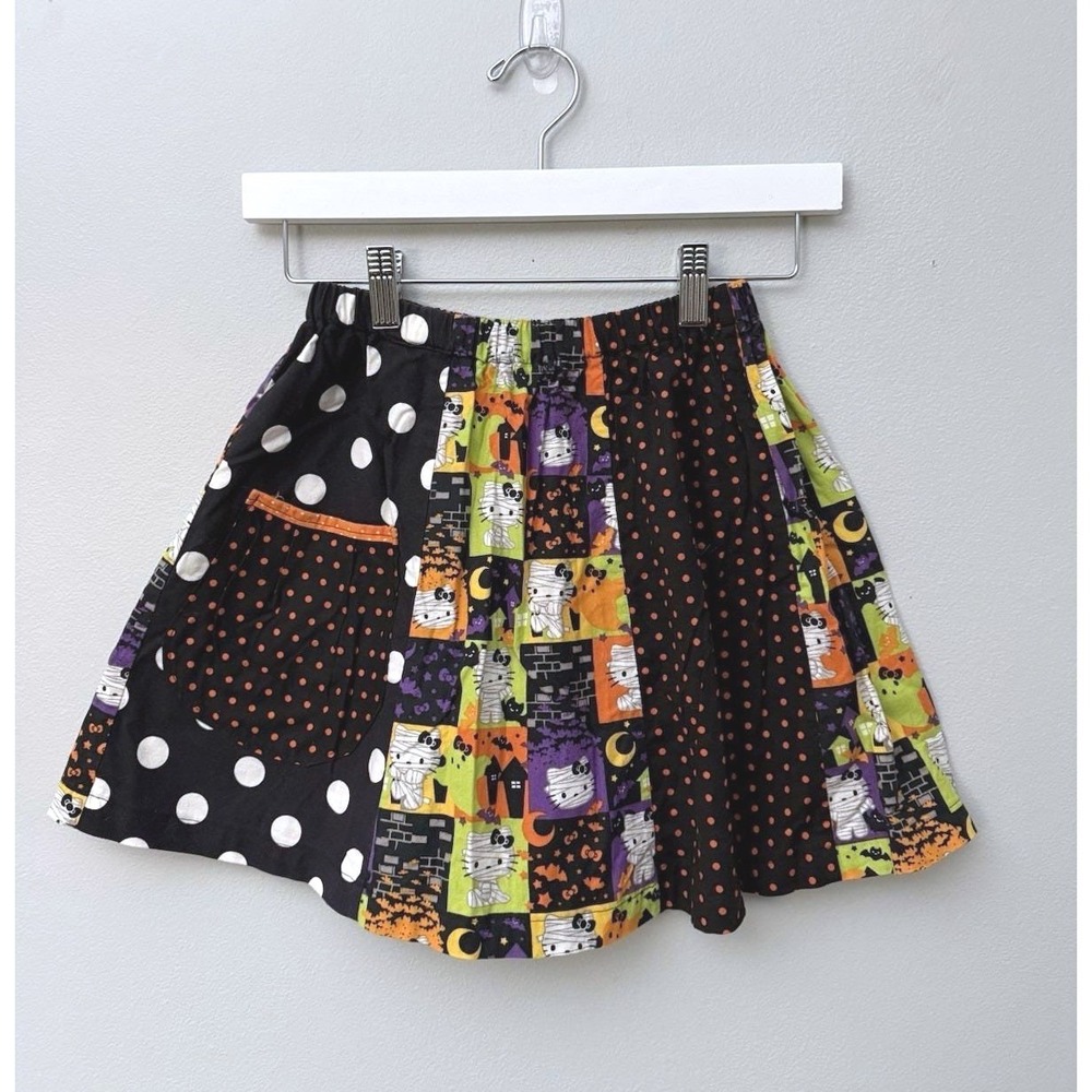 Hello Kitty Halloween Patchwork Skirt Handmade Girls Sz 6/7 Polka Dot